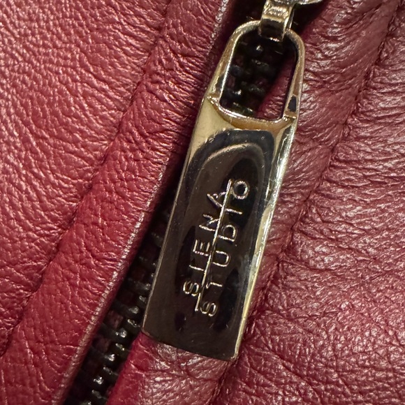 Vintage Siena Studio Dark Red Burgundy Leather Jacket Zip Y2K Women Large Luxury - Picture 3 of 16